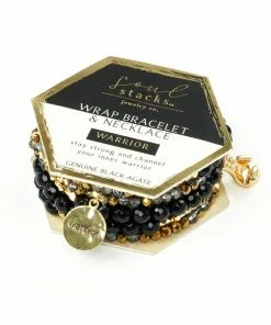 Soul Stacks Warrior Beaded Wrap Jewelry -Department Store Shop Warrior BlackGoldSilver Beaded BraceletNecklace STXWWAR 02
