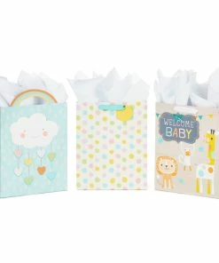 Hallmark 13" Welcome Baby 3-Pack Assorted Gift Bags With Tissue