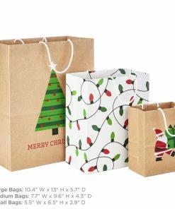 Hallmark Merry Mix 8-Pack Christmas Gift Bags, Assorted Sizes And Designs 8 Hallmark Merry Mix 8-Pack Christmas Gift Bags, Assorted Sizes And Designs -Department Store Shop White and Kraft Paper Assortment Christmas Gift Bags 5XGB1410 03