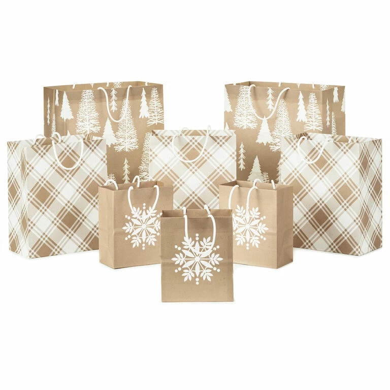 Hallmark Christmas Kraft 8-Pack Holiday Gift Bags, Assorted Sizes And Designs 1 Hallmark Christmas Kraft 8-Pack Holiday Gift Bags, Assorted Sizes And Designs