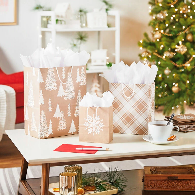 Hallmark Christmas Kraft 8-Pack Holiday Gift Bags, Assorted Sizes And Designs 2 Hallmark Christmas Kraft 8-Pack Holiday Gift Bags, Assorted Sizes And Designs - Image 2