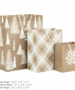Hallmark Christmas Kraft 8-Pack Holiday Gift Bags, Assorted Sizes And Designs 8 Hallmark Christmas Kraft 8-Pack Holiday Gift Bags, Assorted Sizes And Designs -Department Store Shop White on Kraft Paper Assortment Christmas Gift Bags 5XGB1417 03