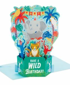 Hallmark Wild Animal Party Boxed Pop-Up Birthday Cards, Pack Of 8