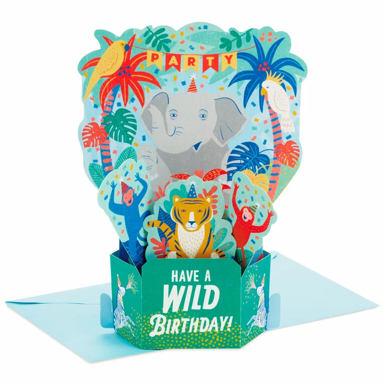 Hallmark Wild Animal Party Boxed Pop-Up Birthday Cards, Pack Of 8 1 Hallmark Wild Animal Party Boxed Pop-Up Birthday Cards, Pack Of 8