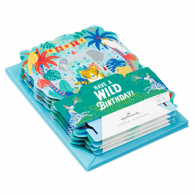 Hallmark Wild Animal Party Boxed Pop-Up Birthday Cards, Pack Of 8 2 Hallmark Wild Animal Party Boxed Pop-Up Birthday Cards, Pack Of 8 - Image 2