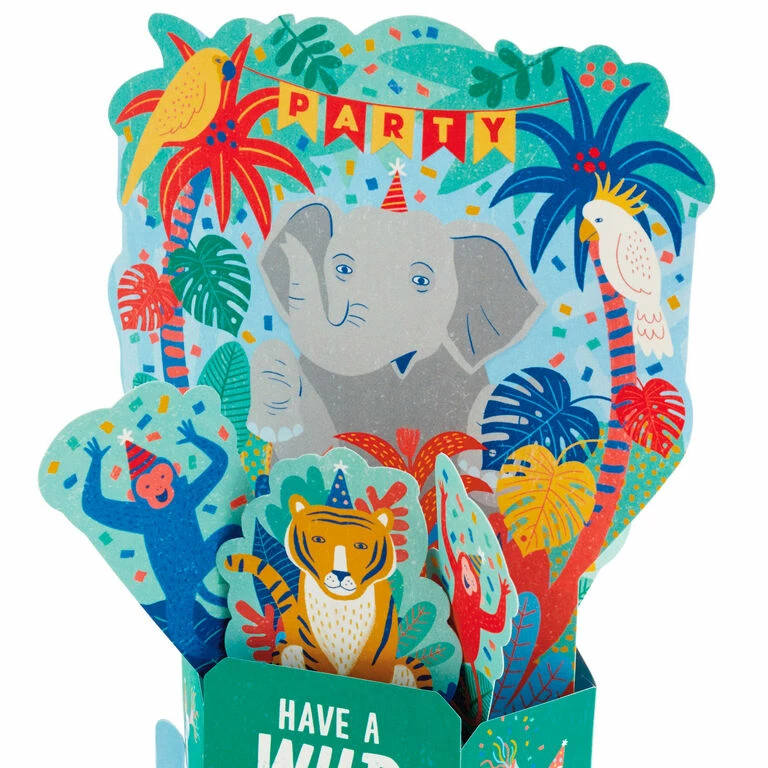 Hallmark Wild Animal Party Boxed Pop-Up Birthday Cards, Pack Of 8 4 Hallmark Wild Animal Party Boxed Pop-Up Birthday Cards, Pack Of 8 - Image 4