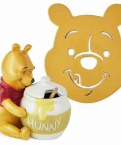 Hallmark Disney Winnie The Pooh Ceramic Honey Pot With Serving Wand, Set Of 2