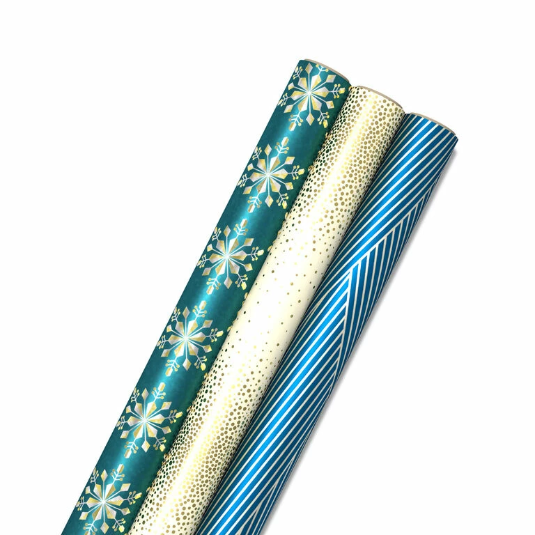 Hallmark Winter Glow 3-Pack Christmas Wrapping Paper Assortment, 80 Sq. Ft. 1 Hallmark Winter Glow 3-Pack Christmas Wrapping Paper Assortment, 80 Sq. Ft.