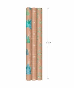Hallmark Winter Nature Kraft Prints 3-Pack Christmas Wrapping Paper, 90 Sq. Ft. -Department Store Shop Winter Nature 3Pack Christmas Wrapping Paper 5JXW1051 04