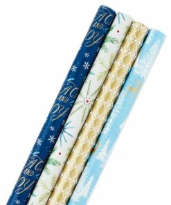 Hallmark Woodland Charm 4-Pack Holiday Wrapping Paper Assortment, 120 Sq. Ft.