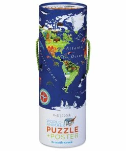 Crocodile Creek World Animals 200-Piece Puzzle And Poster Set