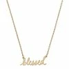 Worn Gold Julia Blessed Script Delicate Chain Necklace, 16"