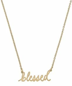 Worn Gold Julia Blessed Script Delicate Chain Necklace, 16"
