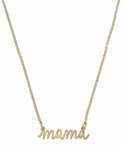 Worn Gold Mama Script Delicate Chain Necklace, 16"