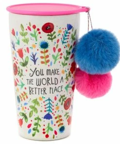 Natural Life You Make The World Better Stainless Steel Pom-Pom Tumbler, 15 Oz.