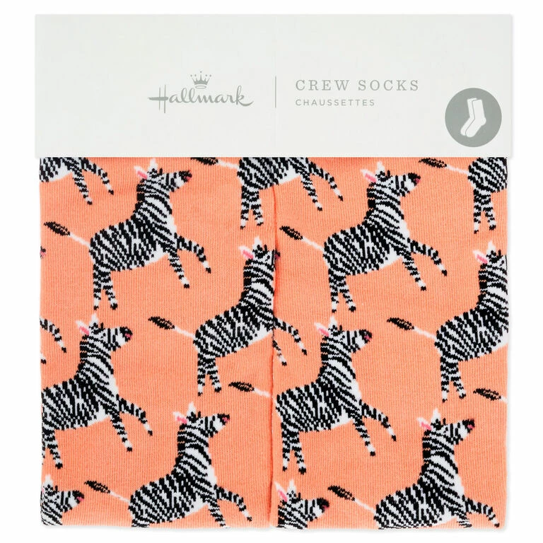 Hallmark Zebra Fun Crew Socks 2 Hallmark Zebra Fun Crew Socks - Image 2