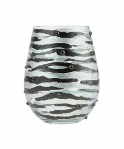 Lolita Sophisticated Safari Handpainted Stemless Wine Glass, 20 Oz.