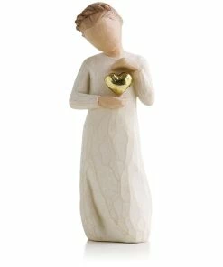 Willow Tree Keepsake Girl With Gold Heart Figurine, 5.5”